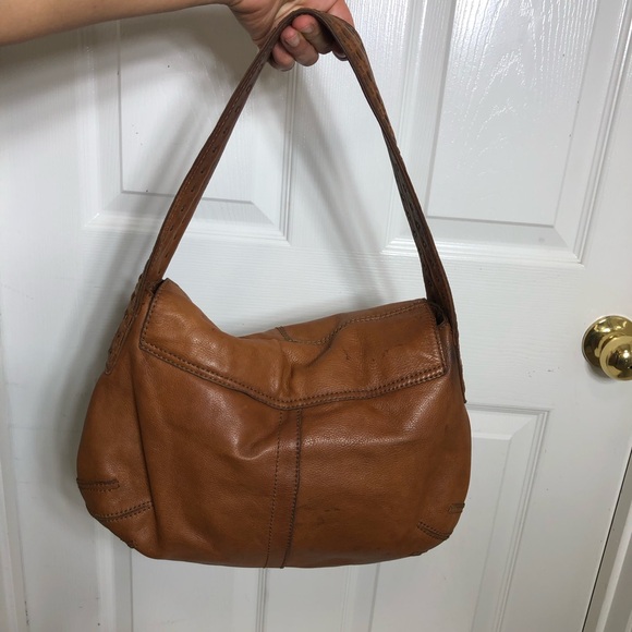 Gianni Bini Brown Leather Vintage Studded Hobo Magnetic Closure Fringe Bag Purse - Picture 3 of 16